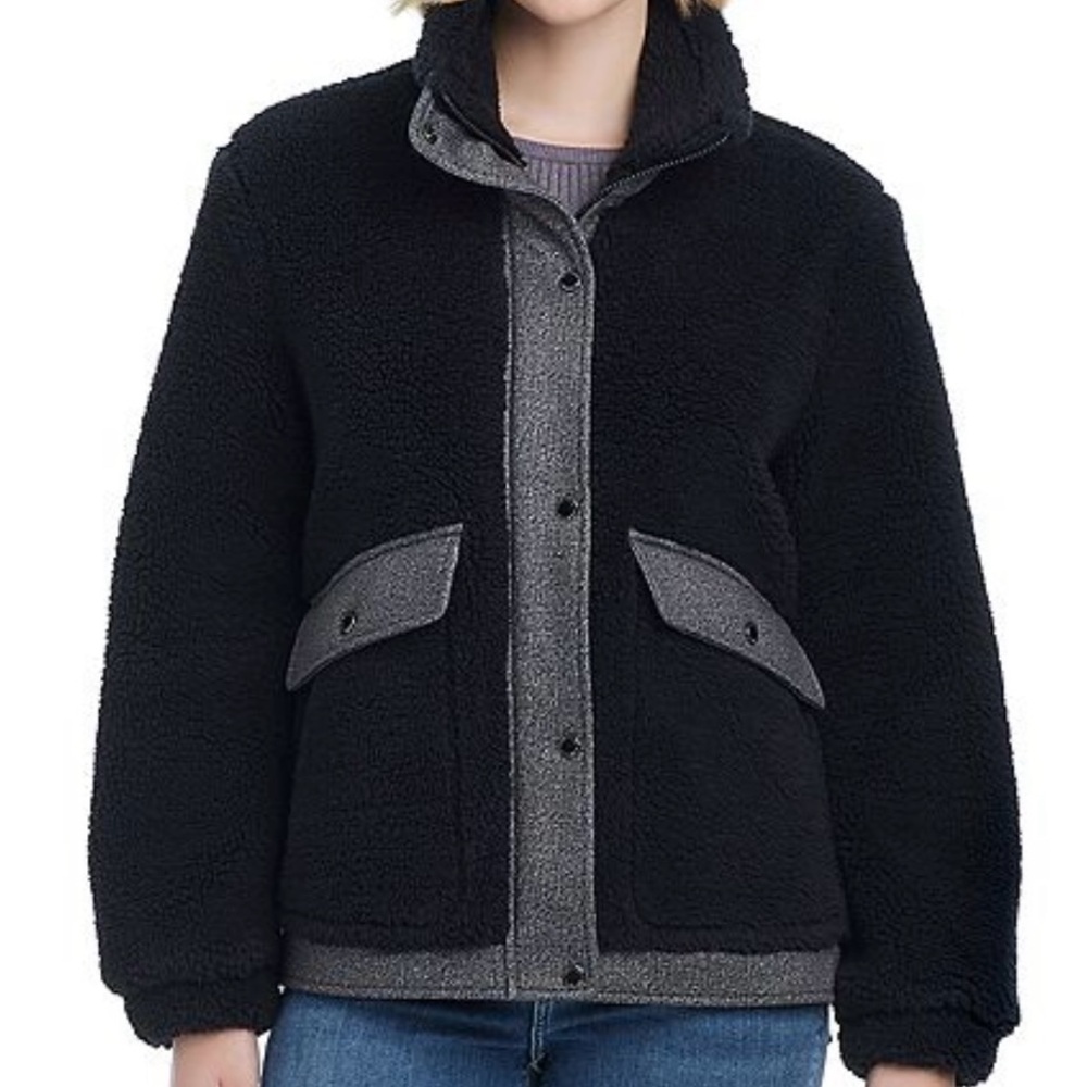NWT Modern Supply Women's Sherpa bomber Jacket Onyx Black and Gray size Small